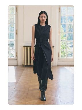 ★ Zara Bestselling Style High Demand Half Edgy Denim Dress Blue/Black L ★